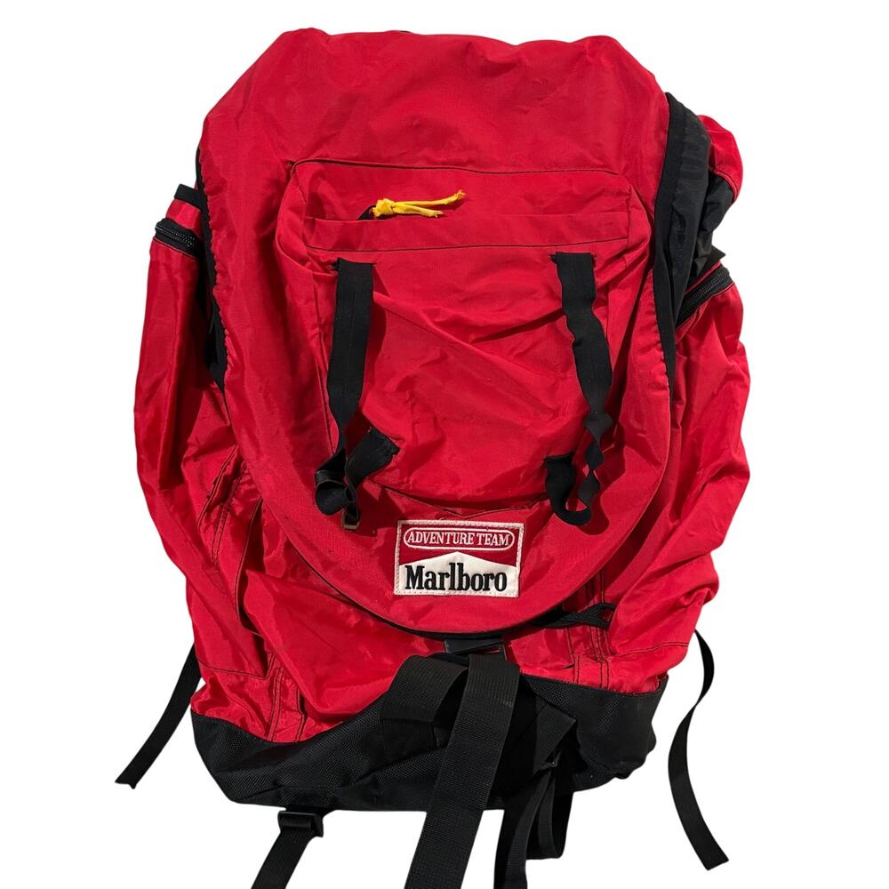 Marlboro Adventure Team Backpack Hiking Camping Large Red Tobacco Vintage 90's